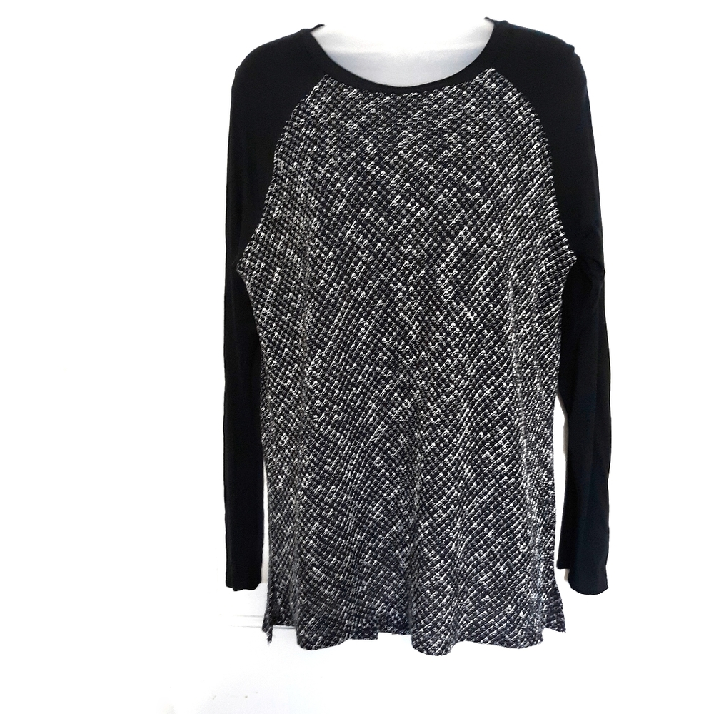 BANANA REPUBLIC Long Sleeve Top Black White Large